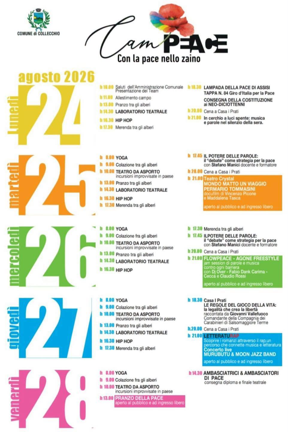 Affiche de CamPeace 2026 – Campeggio di Pace
