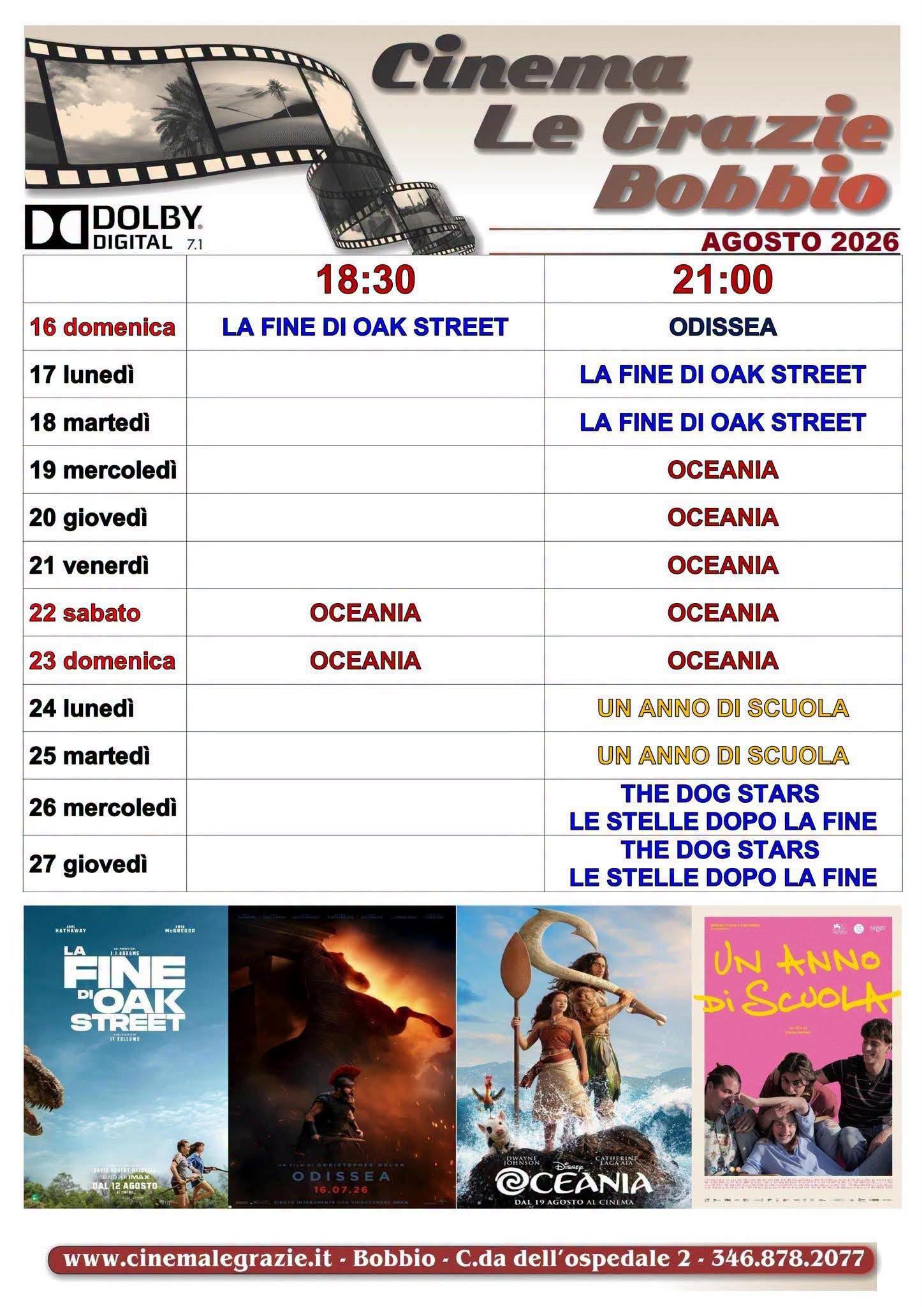 Affiche de Programmazione Cinema Le Grazie - Agosto 2026