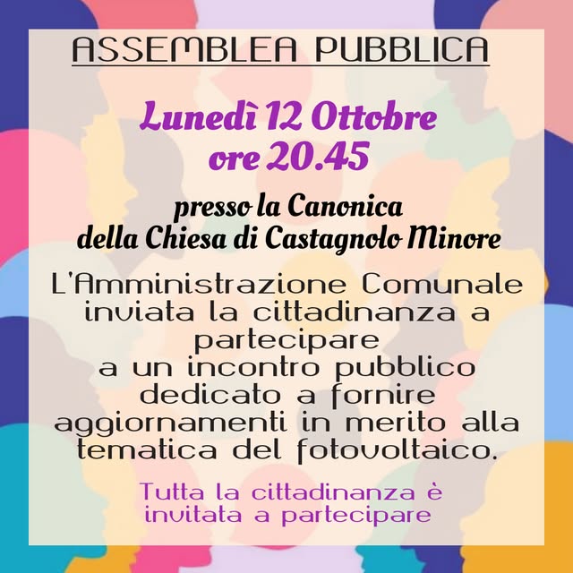 Plakat von Assemblea pubblica: aggiornamenti sul fotovoltaico