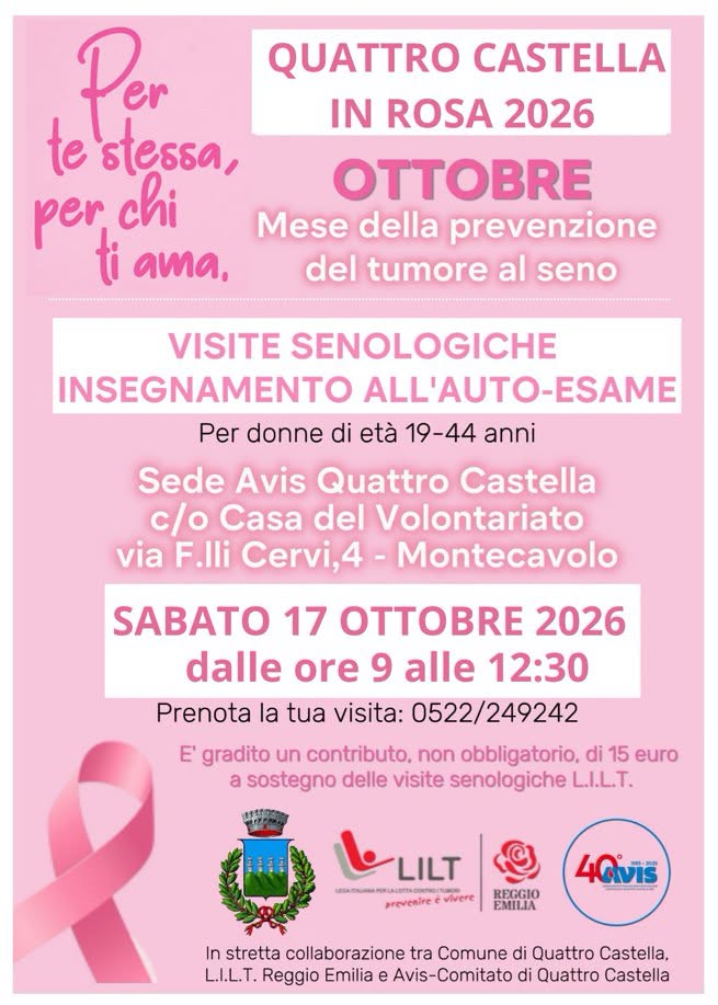 Locandina di Quattro Castella in Rosa 2026 - Visite senologiche